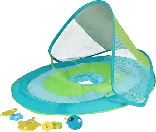 Vista 2 de Swimways Primavera Flotador Sun Canopy Incluye 5 ata juguetes para bebés y reutilizable bolsa de transporte