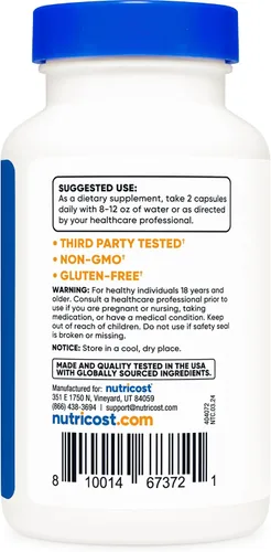 Vista 4 de Nutricost Cissus Quadrangularis (1200 mg) 120 cápsulas, 60 porciones Sin gluten, sin OMG, apto para vegetarianos