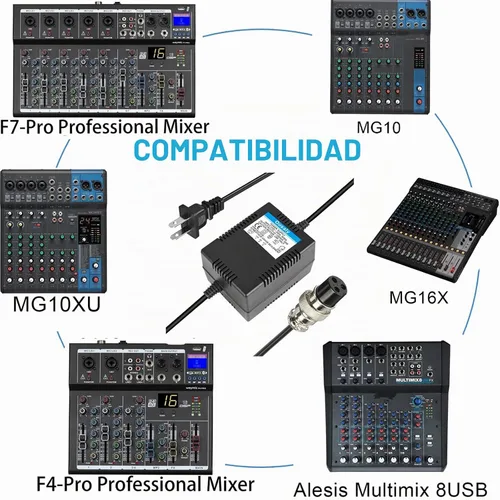 Vista 4 de AC17VX2 1500mA para mezclador de consola mezcladora Adaptador de corriente alterna Conector de 3 pines Enchufe para Yamaha