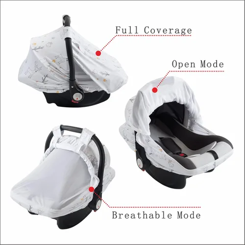 Vista 4 de Funda de asiento de automóvil para bebé, cubierta suave para protección solar, transpirable, cómoda, protección para asiento de automóvil