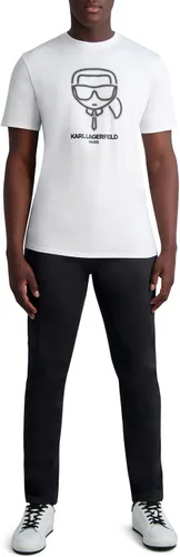 Vista 4 de Karl Lagerfeld Paris Camiseta de algodón suave con cuello redondo para hombre