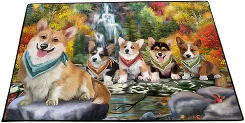 Vista 22 de Doggie of the Day Corgi Dogs Floor Mat - 4th of July Independence Day - Best Dog Doormat - Protector Decor - Unique Portrait Art - Premium Quality