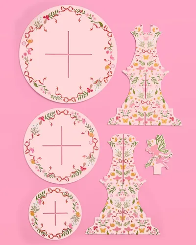 Vista 9 de xo, Fetti Garden Fairy Cupcake Tower, 3 niveles Decoraciones de fiesta de mariposa para niños, fiesta de té, cumpleaños, bosque de bosques, país