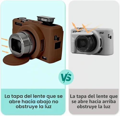Vista 7 de Funda para cámara Canon G7X Mark III con correa para la muñeca Marrón
