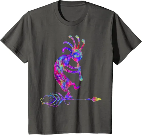 Vista 47 de Native American Kokopelli With Feather 2 - Camiseta Fan Fun, Negro, S