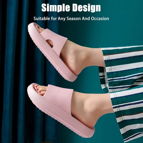 Vista 7 de rosyclo Pantuflas con sensación de nube para mujeres y hombres, pantuflas acolchadas para la ducha, sandalias de baño, máxima comodidad, ligeras