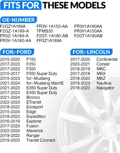 Vista 2 de F2GZ1A189A Sensor de presión de neumáticos preprogramado para: Ford F150 Explorer Fusion Edge Ranger Transit Connect EcoSport Maverick Flex
