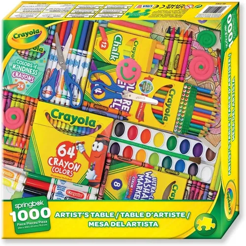 Vista 2 de Springbok 's Rompecabezas de 1000 piezas Crayola Artist's Table - Hecho en Estados Unidos