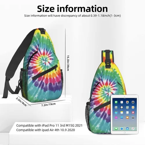 Vista 2 de Dujiea Mochila cruzada para hombres y mujeres, bolsa de pecho, bolsa de hombro, mochila de viaje, senderismo, mochila, Teñido anudado