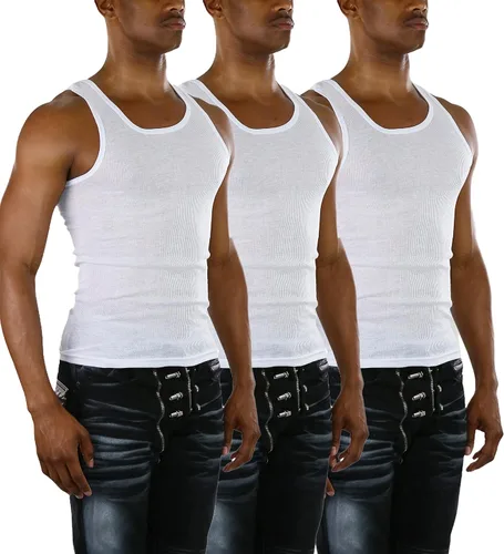 Vista 8 de ToBeInStyle Camiseta sin mangas para hombre, ajuste delgado, mezcla de algodón, color liso, cuello redondo