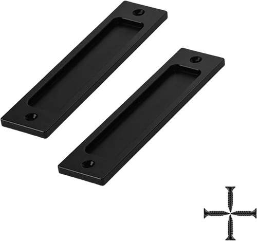 Vista 9 de Paquete de 2 manijas de puerta de granero, tirador de puerta empotrado de 6 pulgadas, manijas de puerta empotradas, tirador de dedo para puerta