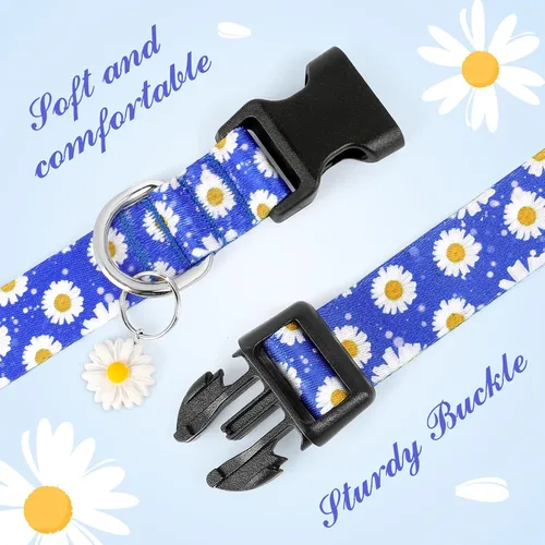 Vista 4 de Collares florales para perros grandes, collares suaves y lindos para perros y niñas, collar de flores bonitas con dijes de margaritas, regalo