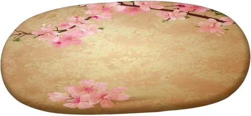 Vista 3 de Mantel ajustable ovalado de poliéster elástico floral, mantel ajustable con estampado de cerezo Sakura, se adapta a mesas ovaladas de hasta 36 x 48