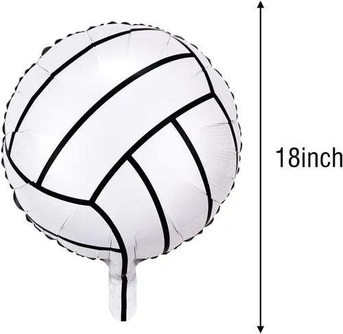 Vista 2 de Suministros para fiesta de cumpleaños de voleibol, 6 globos de aluminio de 18 pulgadas para decoraciones de fiestas temáticas de voleibol deportivo