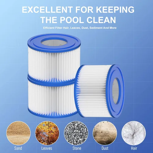 Vista 2 de Cartucho de filtro para bañera de hidromasaje tipo VI compatible con bomba de piscina Lay-Z-Spa, Coleman SaluSpa 90352E, 58323E, 58323 (paquete de 8)