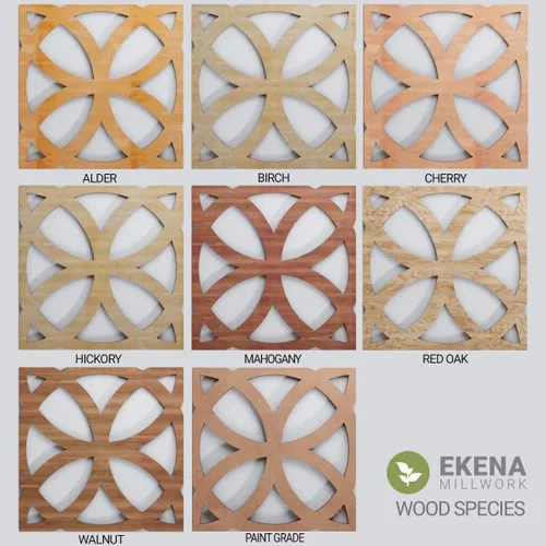 Vista 16 de 7 3/8"W X 7 3/8"H Extra Pequeña Gresham Decorativos Paneles De Pared De Madera De Calado, Roble Rojo