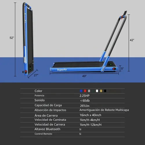 Vista 9 de Goplus 2 in 1 Folding Treadmill, 2.25HP Under Desk Electric Superfit Treadmill, Installation-Free with APP Control, Remote Control, Bluetooth