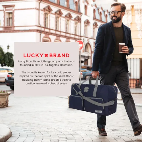 Vista 6 de Lucky Brand Bolso de fin de semana plegable para adultos con correa de hombro ajustable para adultos unisex, marino, Deportes