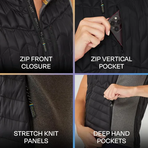 Vista 4 de PYVOT Chaleco acolchado con peso chispa para mujer, ropa inspirada en manta pesada para problemas sensoriales