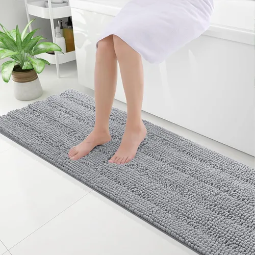 Vista 51 de Grandaily Alfombras de baño de felpilla a rayas de 24 x 16 pulgadas, extra gruesas y suaves, absorbentes, parte trasera de goma, alfombra de ducha