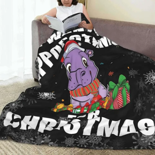 Vista 7 de Manta navideña de hipopótamo para sofá y cama, forro polar de 60 x 80 pulgadas