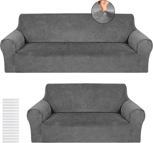 Vista 16 de Peryiter Juego de 2 fundas para sofá de dos plazas Fundas para muebles para sala de estar para sofá, sillón, ajuste elástico, a prueba de arrugas