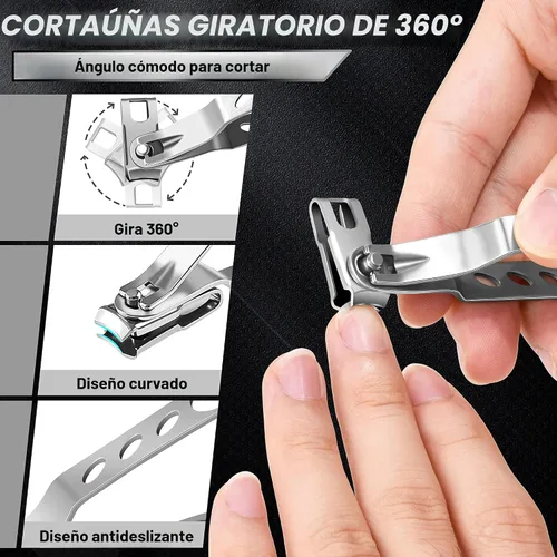 Vista 5 de Cortauñas para adultos mayores de uñas gruesas, Aucurwen cortauñas de alta resistencia para uñas gruesas de adultos con mango largo, juego