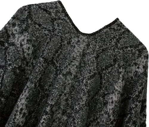 Vista 4 de Chal estilo poncho con frente abierto con patrón vintage capa para mujer
