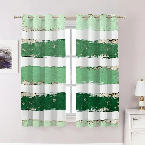 Vista 129 de Cortinas opacas de poliéster multicapa para cafetería, con diseño de diamantes, 2 unidades, 26 x 24 pulgadas