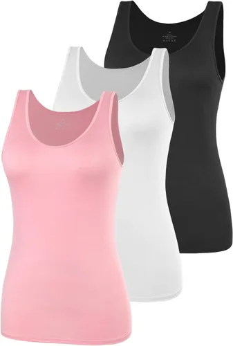 Vista 12 de AMVELOP - Camiseta básica sin mangas para mujer, ropa interior, camiseta sin mangas en paquete de 2-4