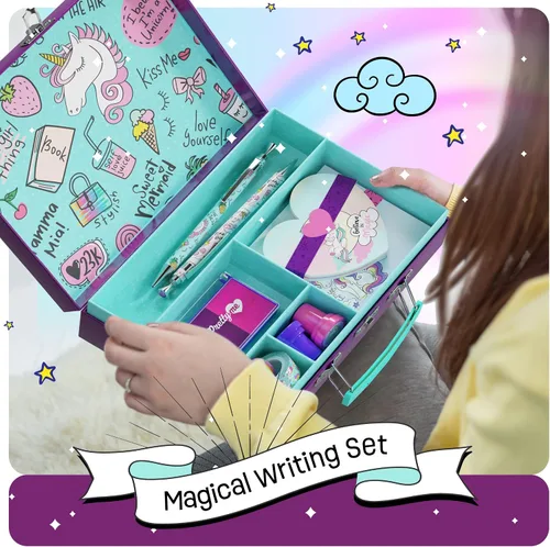 Vista 3 de Pretty Me Juego de Papelería de Unicornio para Niños - Regalos de Cumpleaños para Niñas de 6, 7, 8, 9, 10 a 12 Años - Kit de Arte para Escribir