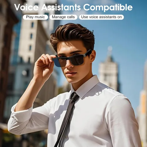 Vista 3 de Smart Glasses, Bluetooth Sunglasses for Women Men, Open Mic&Speakers, Voice Assistant, UV Protection