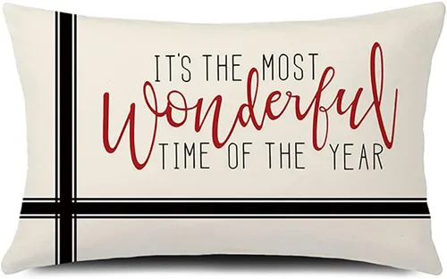 Vista 11 de Funda de almohada con texto en inglés "Merry Christmas", color verde, decoración de Navidad, funda de cojín de lino, 12 x 20 pulgadas