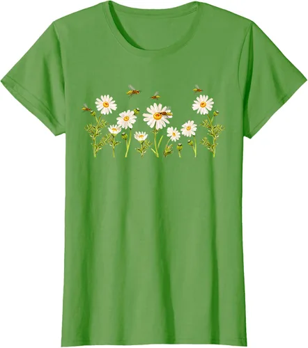 Vista 55 de Marguerites Daisy - Camiseta de verano con margaritas de jardín de flores, Negro, S