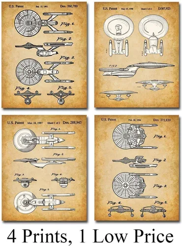 Vista 8 de Star Trek Original USS Enterprise - Juego de cuatro fotos (8 x 10) sin marco, hace una gran decoración de cueva de hombre y regalo por menos de $20