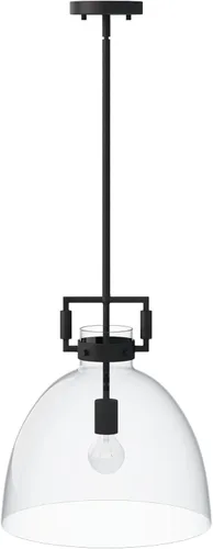 Vista 6 de Nathan James Leigh Iluminación Colgante, Luz Colgante de Techo Negra con Pantalla de Vidrio de Gran Tamaño y Cable Ajustable, para Isla de Cocina