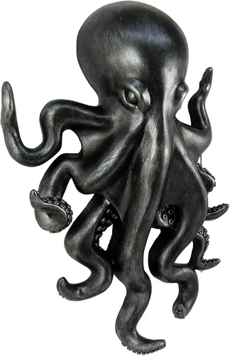 Vista 2 de World of Wonders Poseidon Octopus Kraken - Percha de pared de peltre Decoración decorativa náutica de oficina de playa Arte de pared de criatura