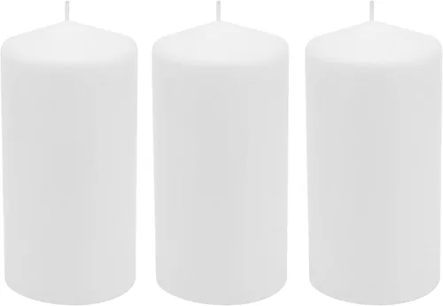 Vista 16 de Stonebriar Paquete de 3 velas altas de 3 x 3 pulgadas, 18 horas de larga duración, sin perfume, de cera blanca