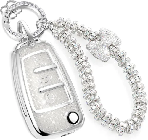 Vista 53 de para llavero de Cadillac con funda de TPU con superficie granulada y cuerda trenzada metálica, funda de llavero mejorada para 2020 en adelante CT4