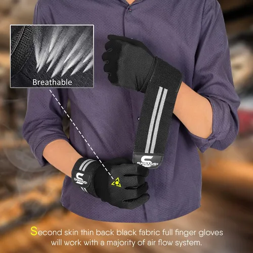 Vista 5 de SAWANS Guantes de levantamiento de pesas Gimnasio Entrenamiento Fitness Muñequera Soporte Hombres Mujeres Guantes sin dedos Pantalla táctil de dedo