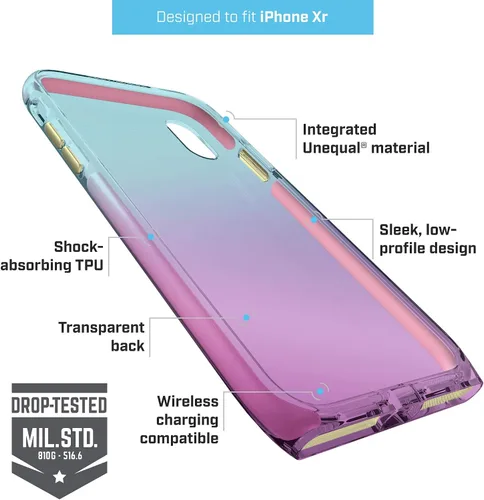 Vista 2 de BodyGuardz - Funda Harmony para Apple iPhone Xr (azul/violeta), protección contra impactos extremos y arañazos para iPhone XR (unicornio)