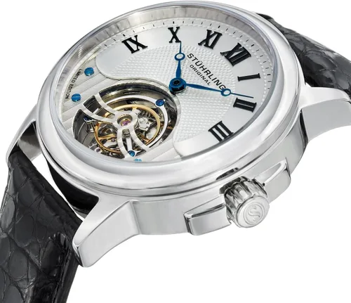 Vista 3 de Stuhrling Original Hombres 541.331X2 Aureate Tourbillon Date Negro, Plateado negro, Mecánico