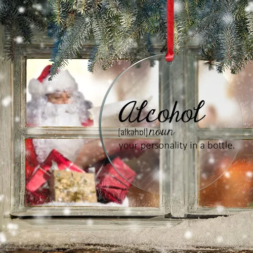 Vista 6 de Definición de sustantivo de alcohol, adorno acrílico de Navidad, decoración de árbol de Navidad, definición divertida, adorno de árbol de Navidad