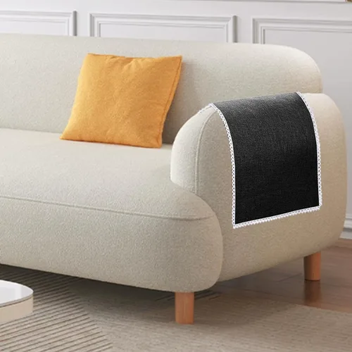 Vista 5 de Ntomtuex Fundas de lino para brazos de sofá, protectores antideslizantes con borde de encaje para silla reclinable de cuero, 2 piezas, color negro