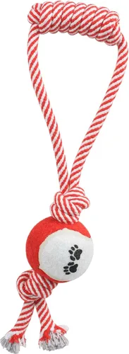 Vista 2 de Pet Life ® Cuerda y pelota de tenis para tirar de distancia Rojo