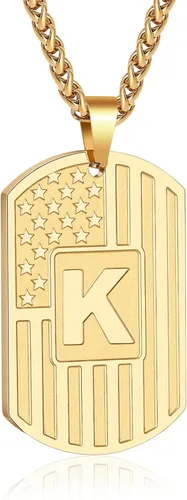 Vista 70 de Bellino Regalos de graduación – Collar con letra inicial de la A a la Z para hombres, niños, adolescentes, acero inoxidable, bandera estadounidense