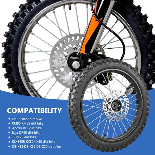 Vista 6 de 3.00-14 90/100-14 Llanta trasera y 2.75x17 70/100-17 Llanta delantera Dirt Bike con rodamiento de 15 mm para 110cc 125cc 140cc 150cc 160cc TTR125