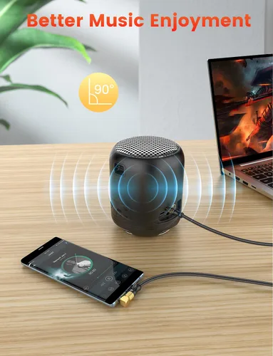 Vista 3 de VANAUX Cable auxiliar para automóvil de 90 grados en ángulo recto, cable auxiliar estéreo a conector compatible con reproductor MP3, estéreo