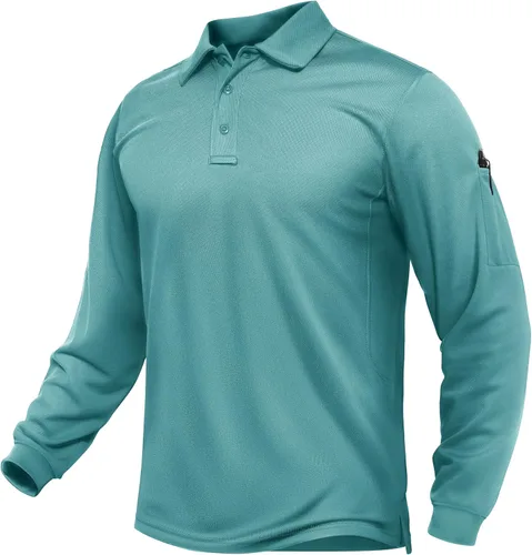 Vista 10 de TACVASEN - Camisas polo de manga larga para hombre de secado rápido, tácticas, para golf, con cuello, ligeras, transpirables, que absorben