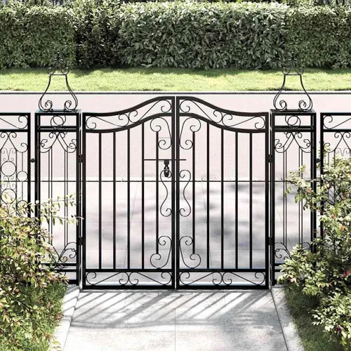 Vista 2 de vidaXL Puerta de jardín negra 47.6"x3.1"x39.4" hierro forjado
